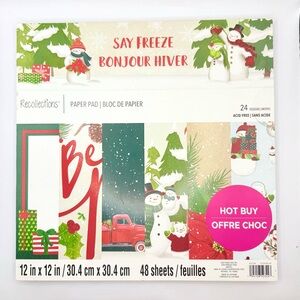Recollections Festive Paper Pad with Christmas Designs 12” x 12” 48 Sheets